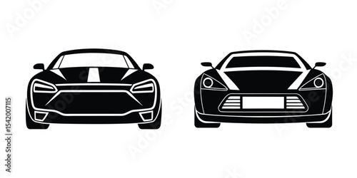 Simple Flat Design of a Sleek Sports Car Charging Ahead in Rear View Isolated on White Background
