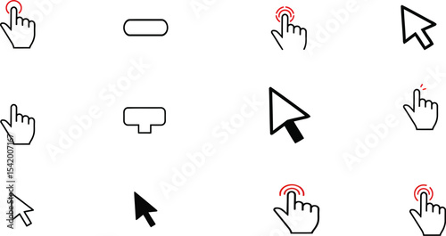 Cursor and hands icon pack vector design elements for ui ux web and graphic design projects free download editable stock vector illustration