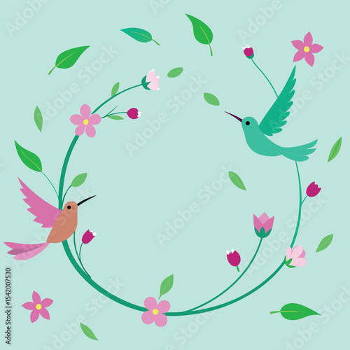 Wallpaper Mural Hummingbirds and floral elements design with transparency perfect for various creative projects Torontodigital.ca