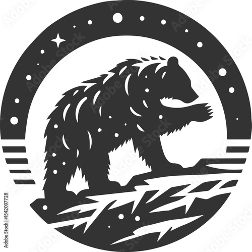 Black silhouette illustration of a polar bear vector drawing