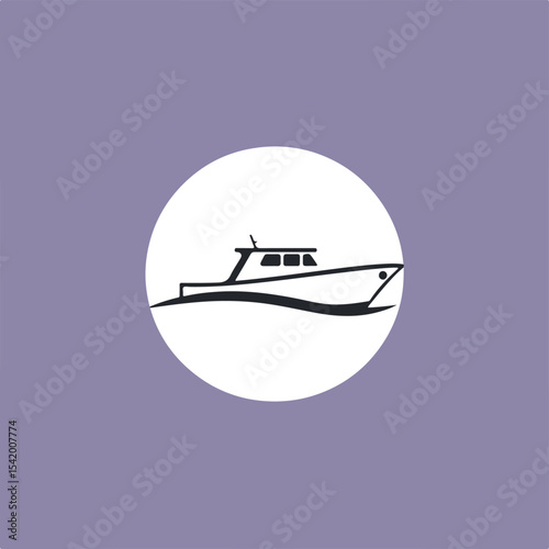 Vector logo design a classic black and white boat silhouette on a white background.