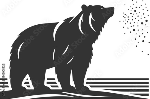 Black silhouette illustration of a polar bear vector drawing