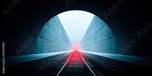 Train Track Tunnel Railroad Perspective Light