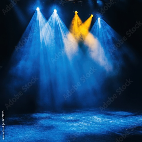 Stage Lighting Effect with Blue and Yellow Light