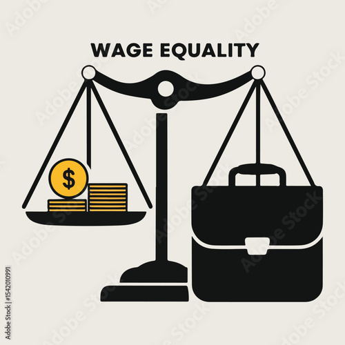 International Equal Pay Day vector collection with balanced scales, salary bar graphs, gender symbols with money, and diverse people promoting fair wages and wage equality.