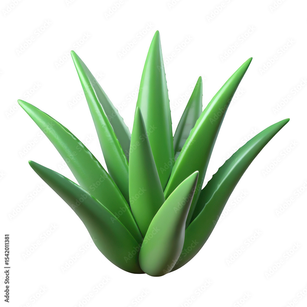 Obraz premium Realistic 3d render of aloe vera plant isolated on transparent background