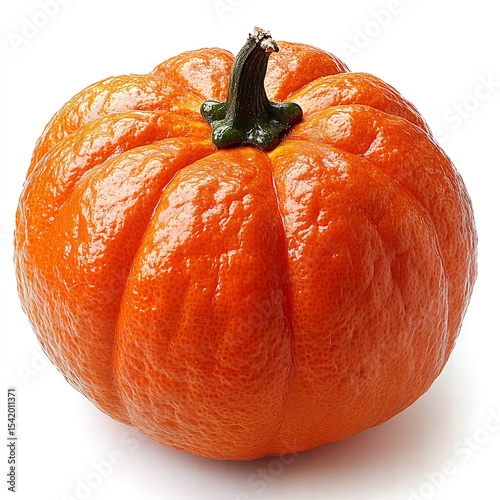 Ripe Orange Citrus Fruit Resembling a Pumpkin Isolated on White Background