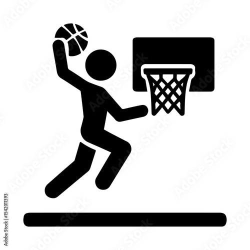 Basketball player silhouette dunking ball in hoop vector illustration graphic design artwork image