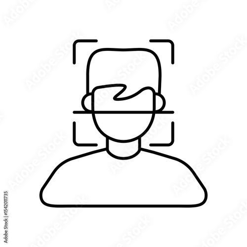 Face Scan Biometric Authentication Line Icon