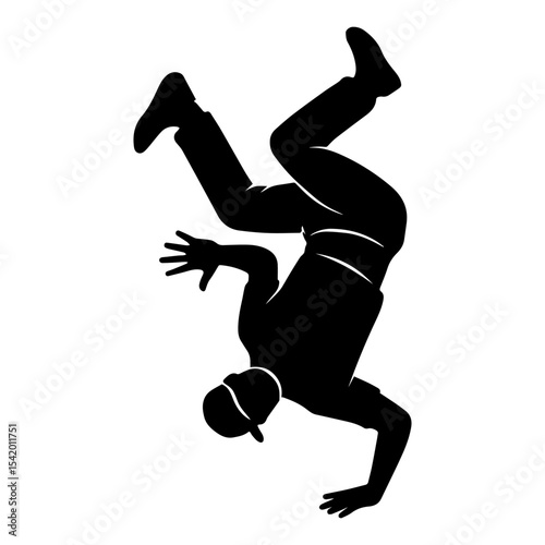 Breakdance silhouette vector illustration for hip hop dance and street art design element isolated on white