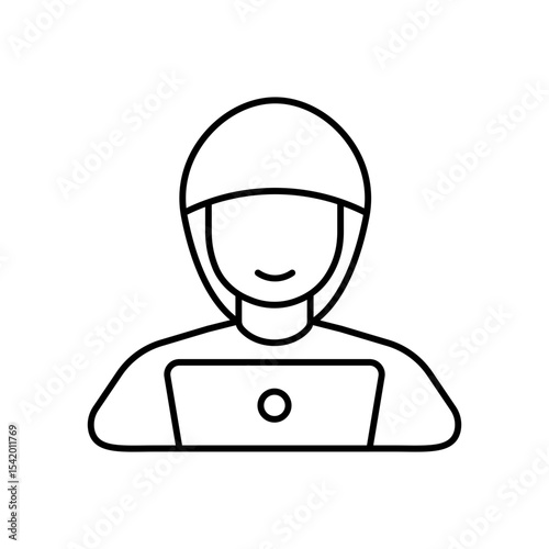Hacker Cyber Attack Line Icon