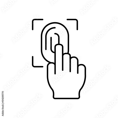 Fingerprint Scan Biometric Security Line Icon