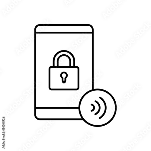 Voice Lock Security Biometric Line Icon
