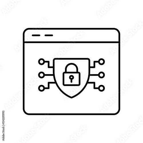 Secure Web Browser Line Icon