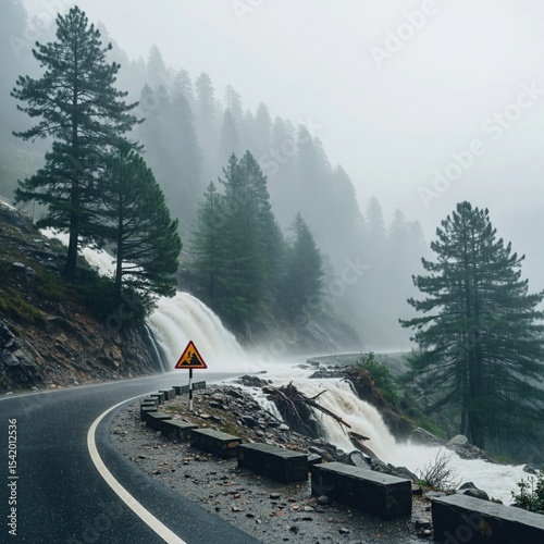 Himachal Mountain Highway in Heavy Rain & Fog – Monsoon News Update, Today Weather Report, Rain Aesthetic Wallpaper 4K photo