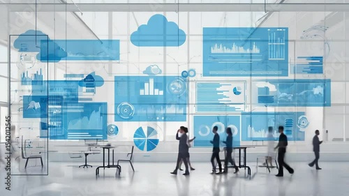Business People Analyzing Data Charts in Bright Modern Office