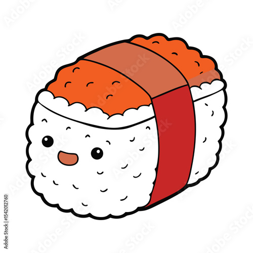 Adorable Sushi Illustration Cute Cartoon Rice Ball with Fish Roe