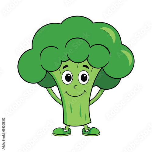 Cute Broccoli Cartoon Character Illustration