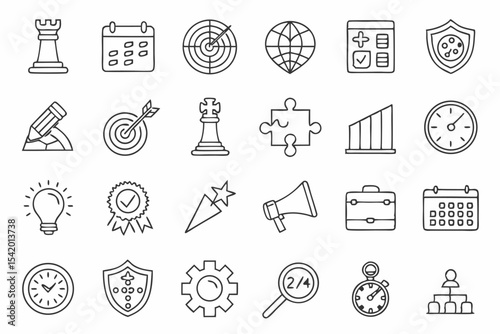 Action plan line vector Icon set. Pixel perfect. Editable stroke. stock illustration. Icon Symbol, Flexibility, Scalable Icon stock illustration Planning, Strategy
