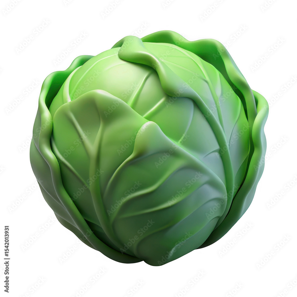 Obraz premium Single green cabbage isolated on transparent background