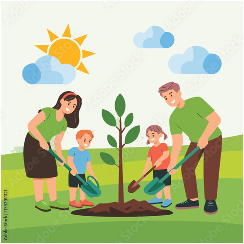 World Cleanup Day vector illustration showing diverse people collecting trash, recycling, planting trees, and caring for the Earth in solid colors for eco-friendly awareness campaigns.