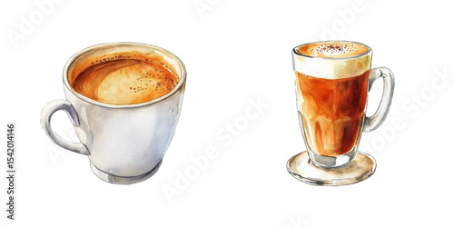 chai latte watercolor vector illustration