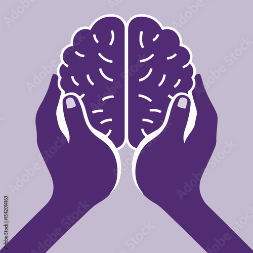 World Alzheimer’s Day Vector Illustration with Purple Ribbon, Brain, and Memory Puzzle Pieces - Flat Solid Color Design for Awareness and Care Campaigns