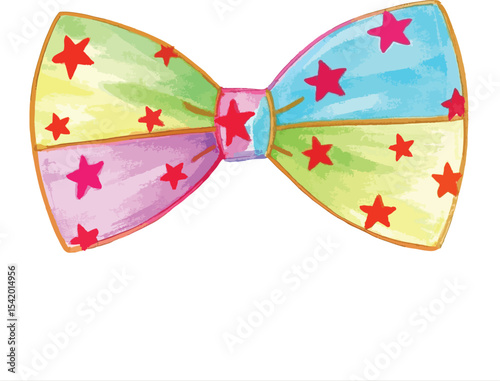 Watercolor Bow Tie with Star Pattern cute easter egg with ribbon