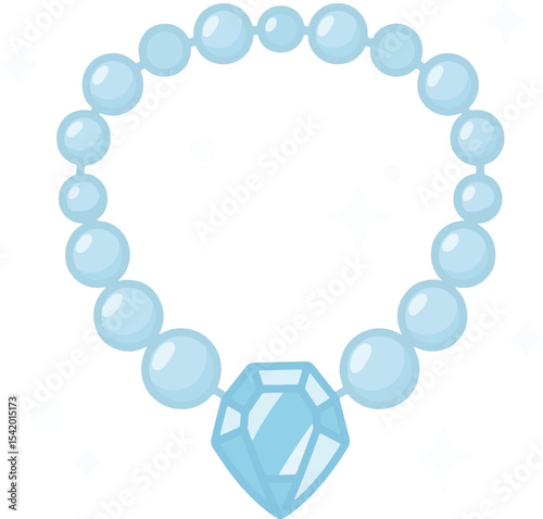 Elegant Blue Pearl Necklace with Diamond Pendant stars cute heart shaped frame with pearls