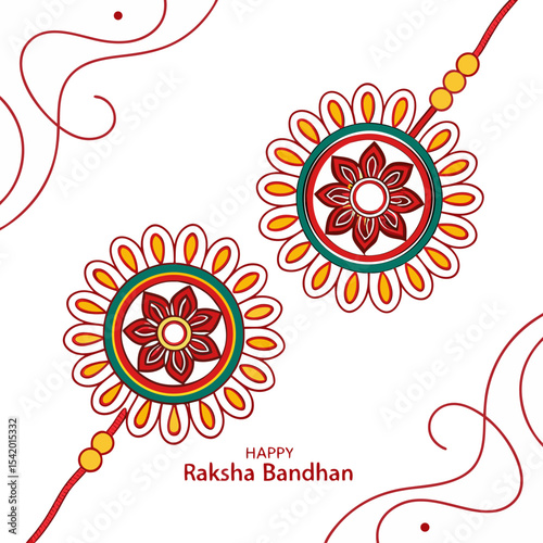 Two decorative rakhis isolated on white background for raksha bandhan festival