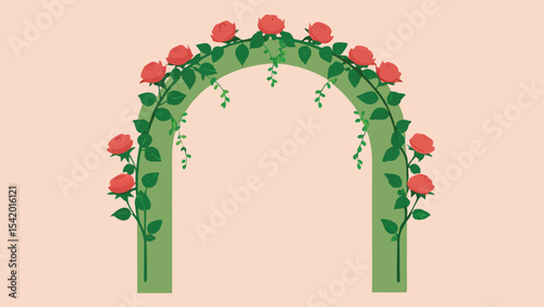 Rose archway floral vector illustration suitable for wedding invitations and greetings