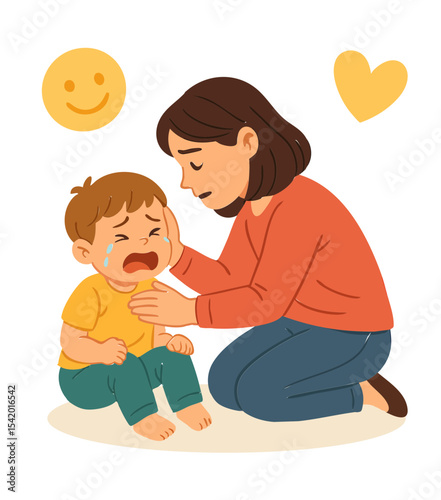 Caring Mother Comforting Crying Child