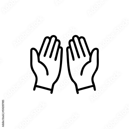 Black Outline Icon of Two Hands Raised in Prayer Islamic Dua Supplication Mawlid Handmade Design