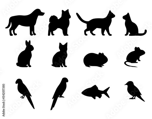 Pet animal silhouette vector graphic design illustration collection set for pet shop and pet care services