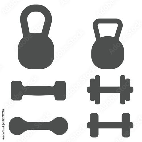 Vector set of dumbbells icons isolated on white background, sport elements