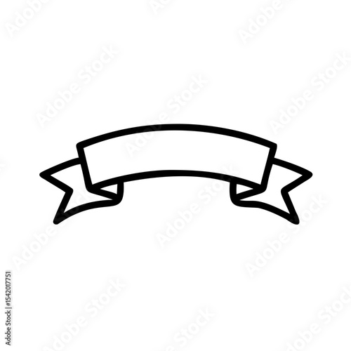 Black Outline Curved Banner Ribbon Handmade Mawlid Islamic Design Element white
