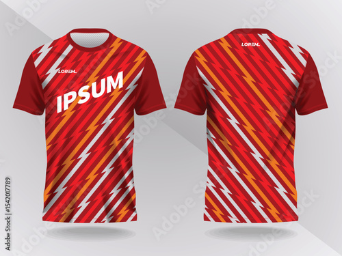 red shirt sport jersey mockup template design for soccer  football  racing  gaming  motocross  cycling  and running