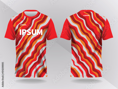 red shirt sport jersey mockup template design for soccer  football  racing  gaming  motocross  cycling  and running