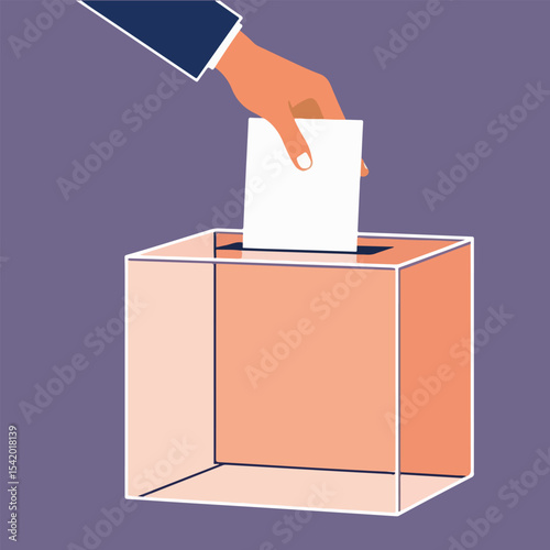 International Day of Democracy vector illustration featuring voting ballot box, diverse people holding hands around globe, freedom of speech, and civic participation in flat solid colors.