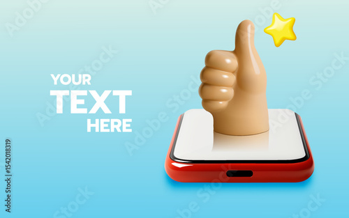 Cartoon hand with thumb up finger for like icon