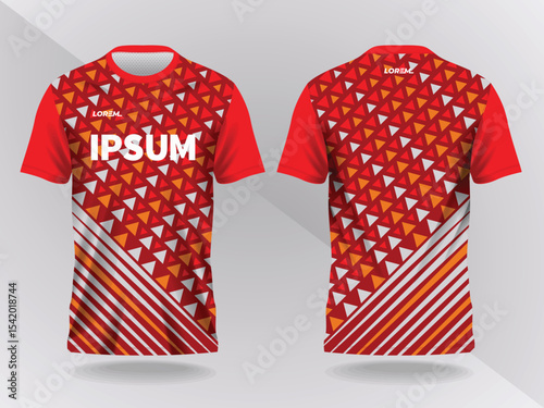 red shirt sport jersey mockup template design for soccer  football  racing  gaming  motocross  cycling  and running