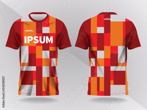 red shirt sport jersey mockup template design for soccer  football  racing  gaming  motocross  cycling  and running