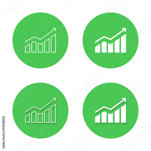 Growth chart icon with shadow. Upward graph arrow sign symbol
