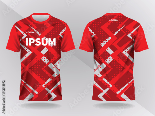 red shirt sport jersey mockup template design for soccer  football  racing  gaming  motocross  cycling  and running
