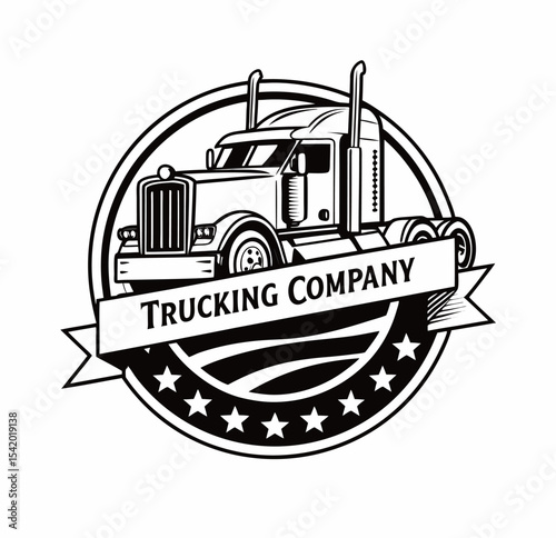 Truck company logo t-shirt graphic design vector illustration 
