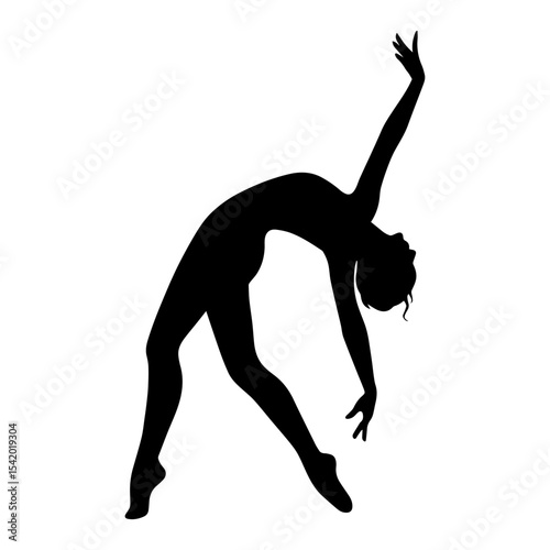 Silhouette of a dancer in a graceful pose artistic dance performance flexibility and movement black and white art