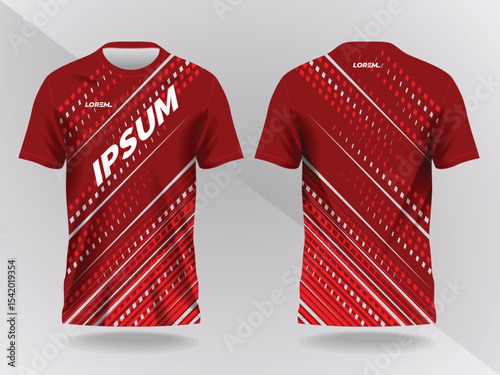 red shirt sport jersey mockup template design for soccer  football  racing  gaming  motocross  cycling  and running