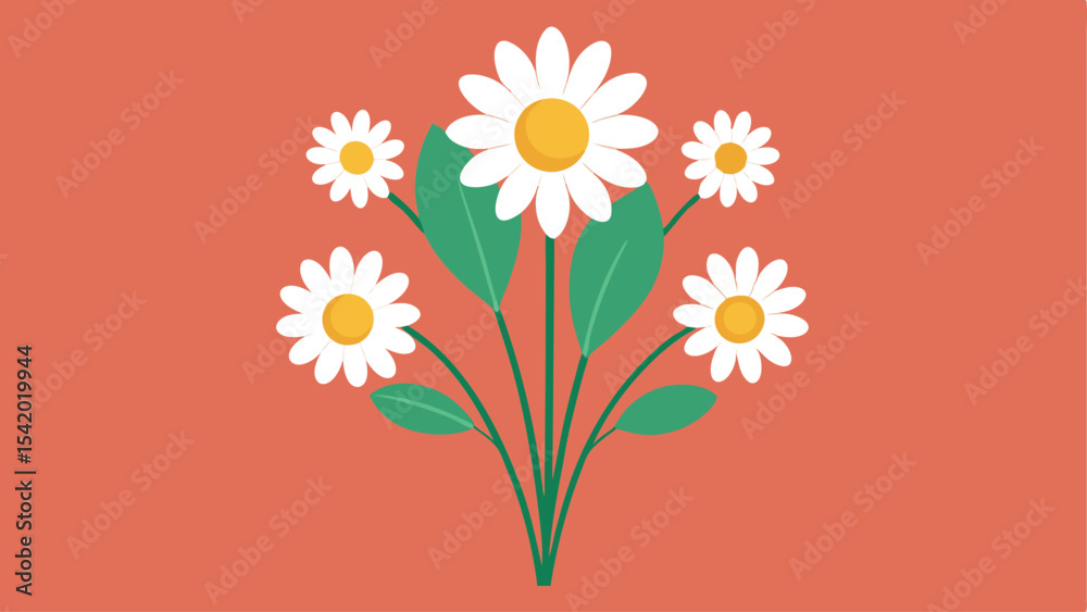 Naklejka premium Simple and elegant illustration of daisy flowers with transparent background for design projects