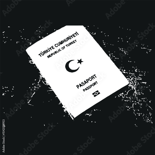 collage design with passport document. Travel, destination concept. Vector illustration