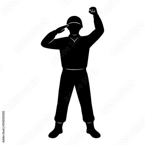 Saluting soldier silhouette vector graphic military army patriotism memorial day clip art illustration design